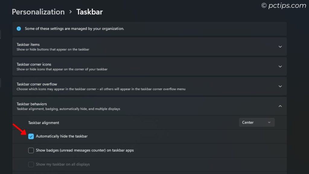 automatically hide the taskbar