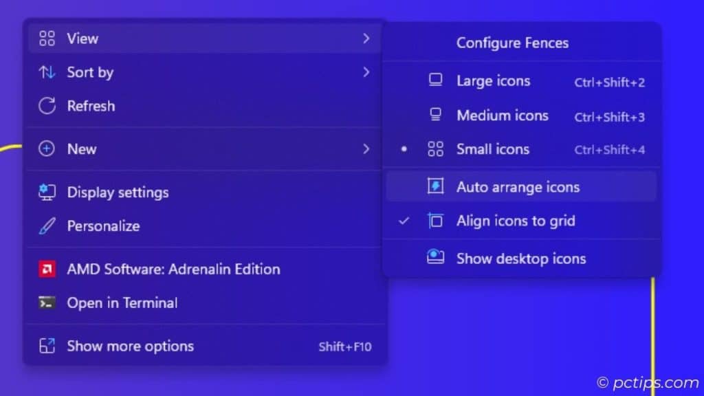 disable auto arrange icons