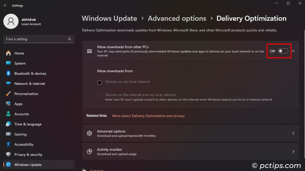 disable-delivery-optimization-windows-update