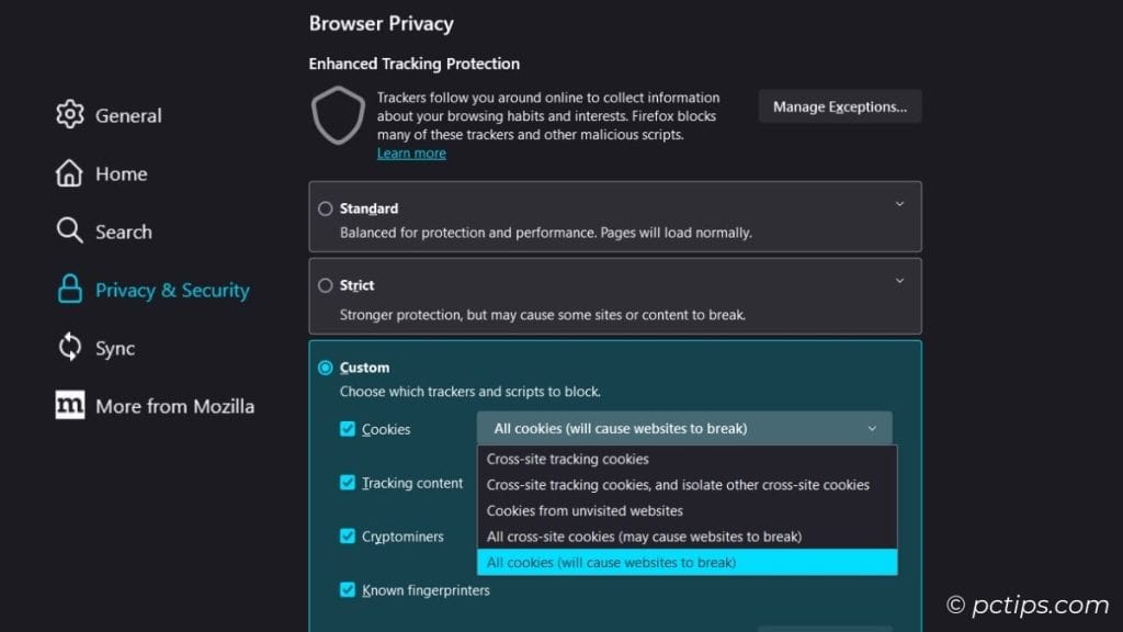 firefox blocking third party cookies