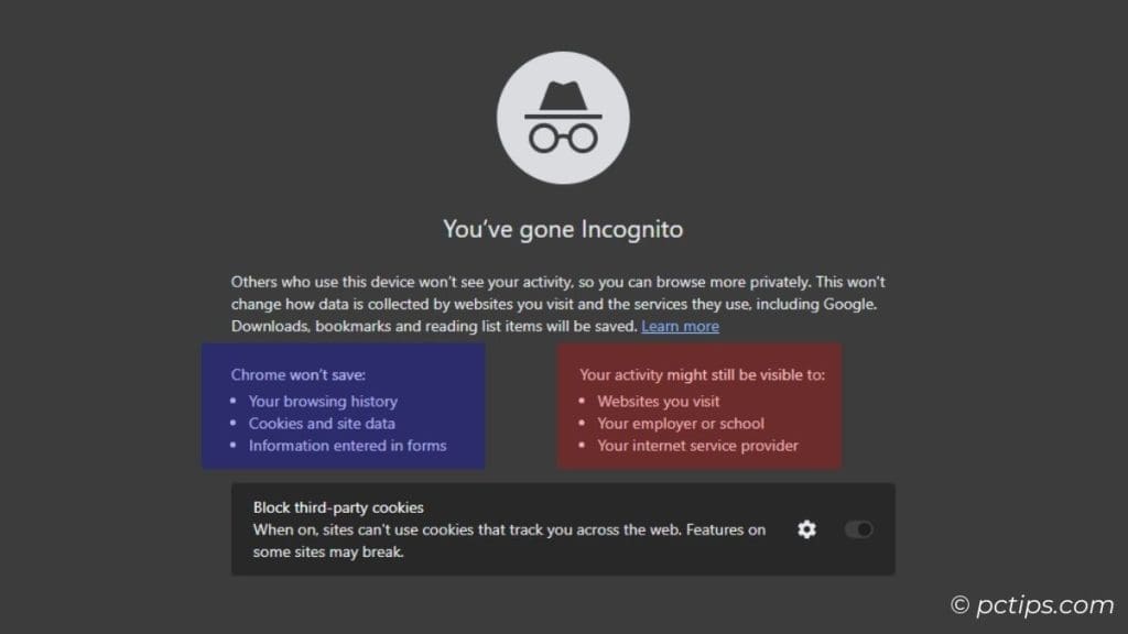 incognito mode in chrome