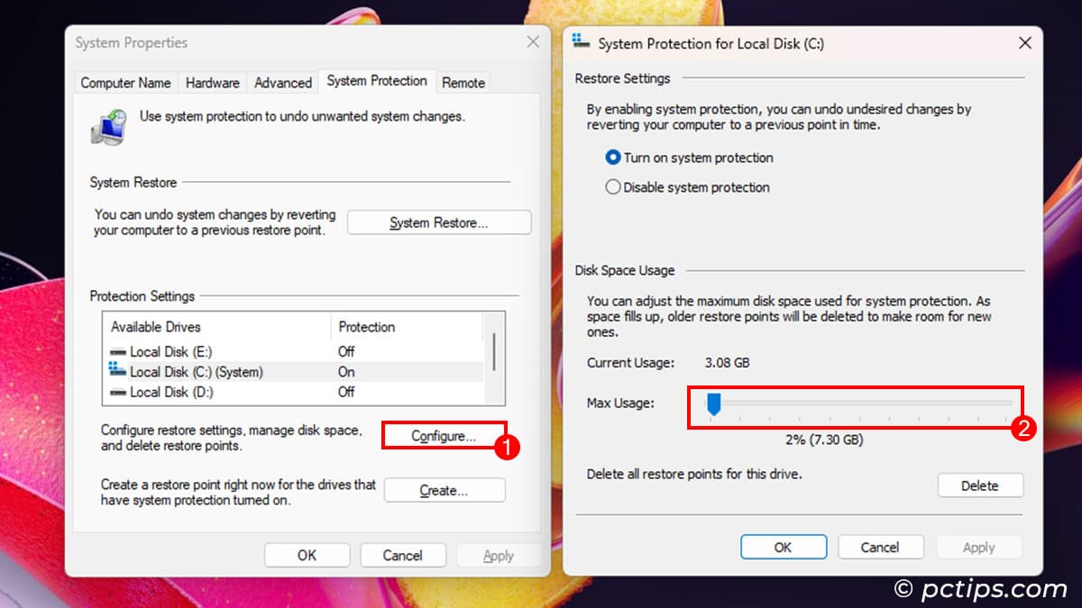 reduce-reserved-space-for-restore-points