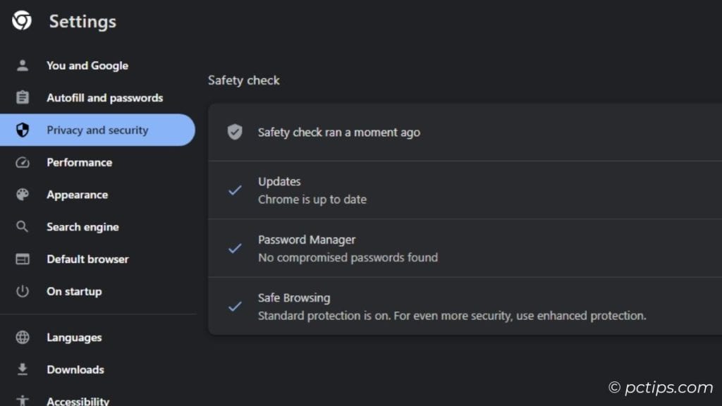 safety check chrome