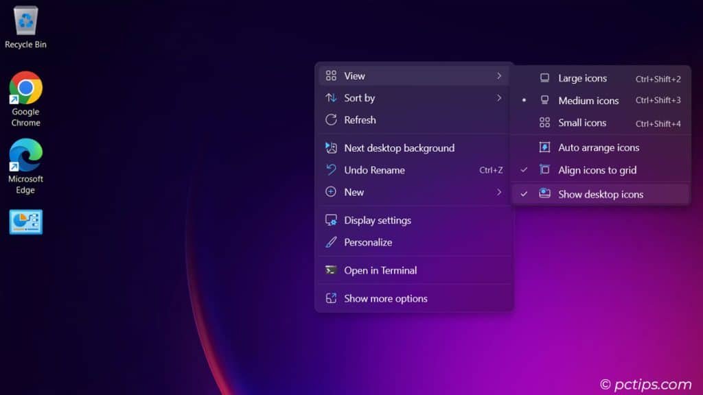 show or hide desktop icons