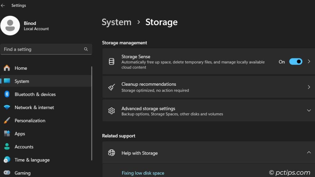 storage sense