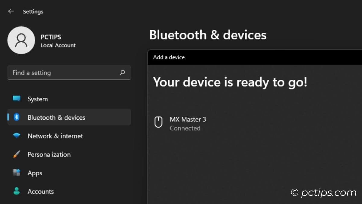 bluetooth mouse pairing successful