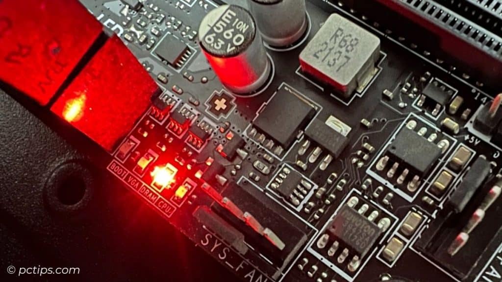 checking debug led in motherboard