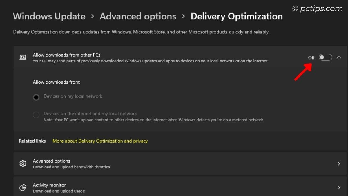 dont allow downloads from other pcs windows 11