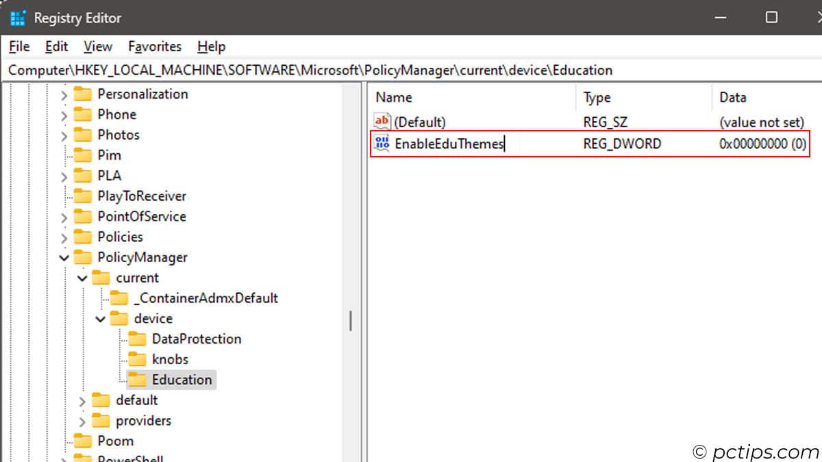 enableeduthemes on windows