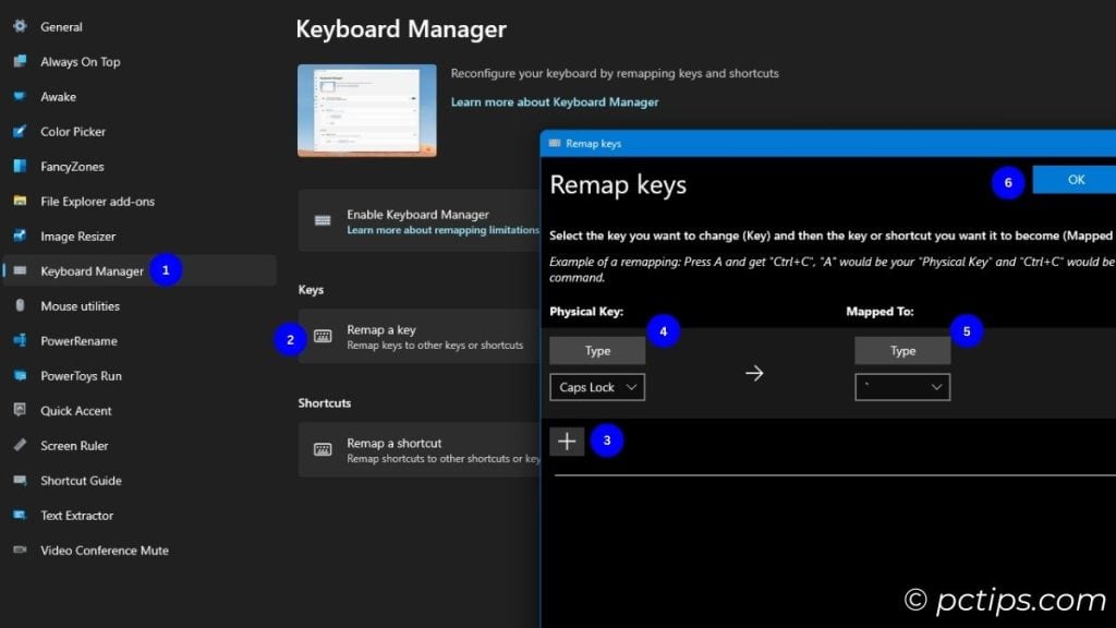 keys remapping using microsoft powertoys