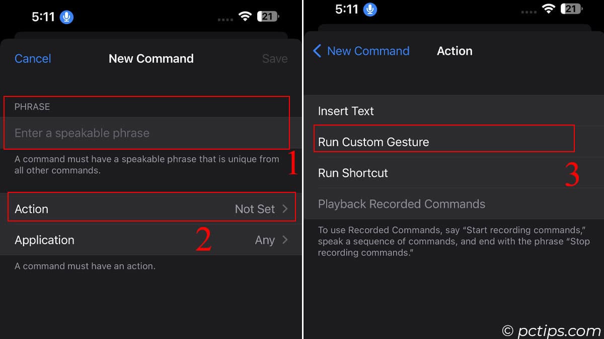 custom voice gesture