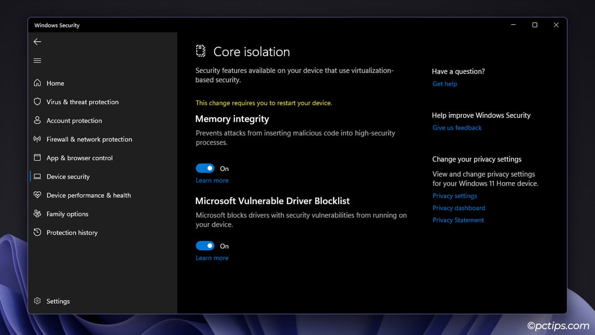 windows-defender-core-isolation-features