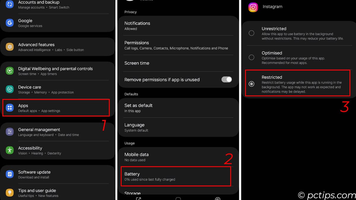 restrict battery usage in background