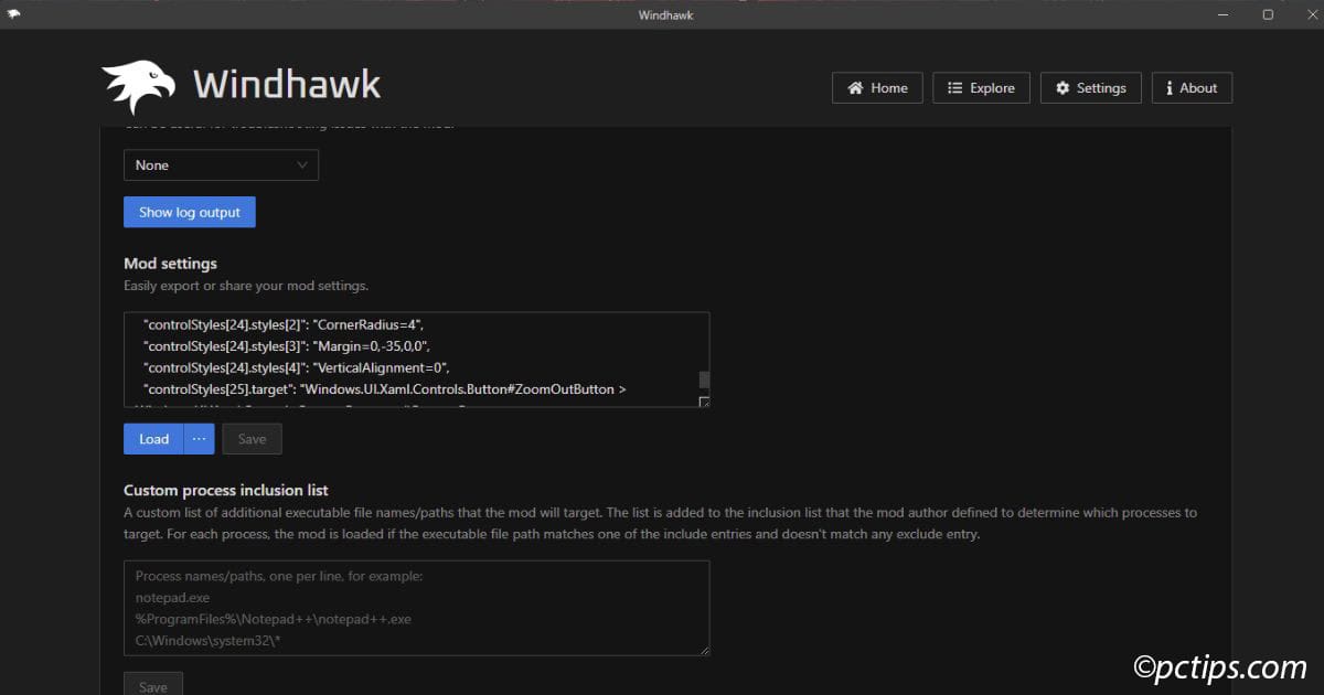 advanced settings paste code