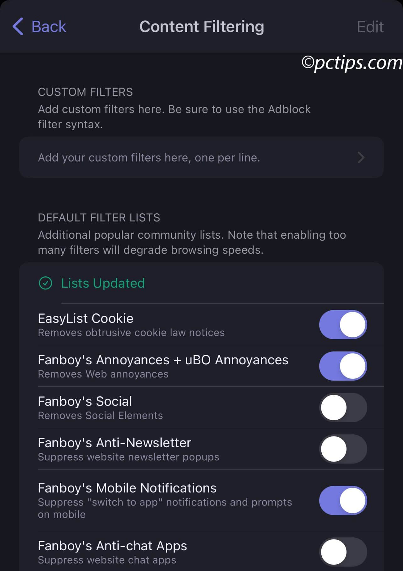 content filtering