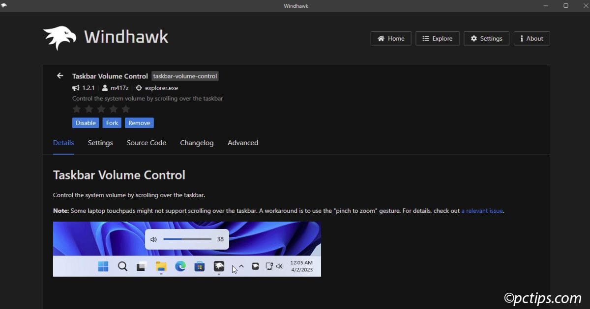 taskbar volume control