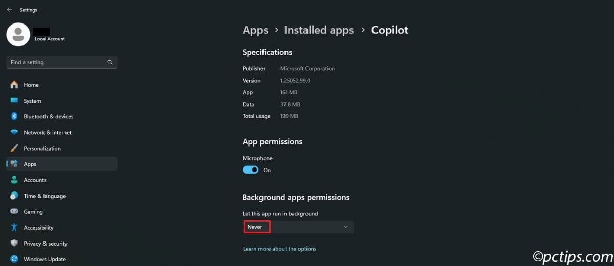 prevent background apps from running