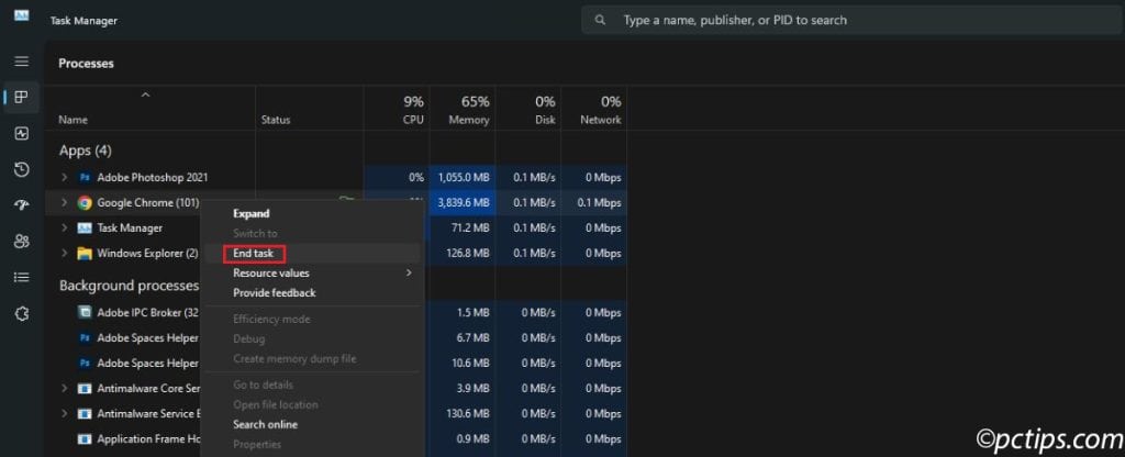 close unused programs