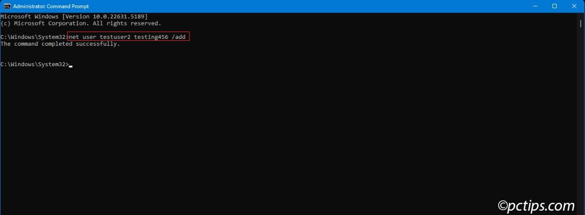 command prompt local account