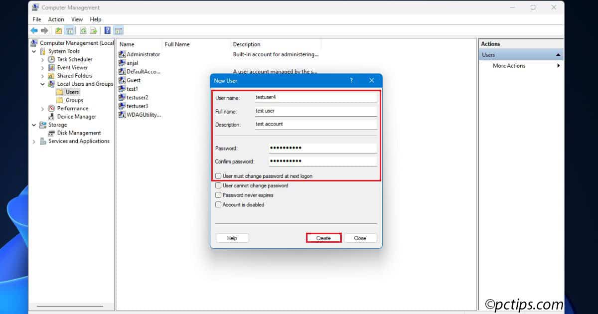 computer management text field