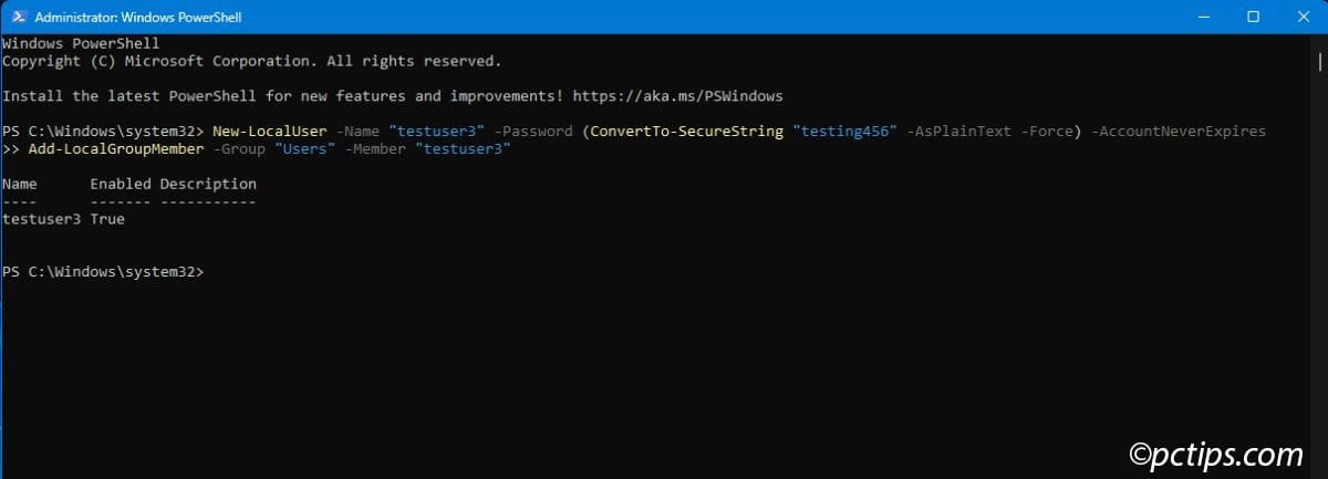 account creation powershell 