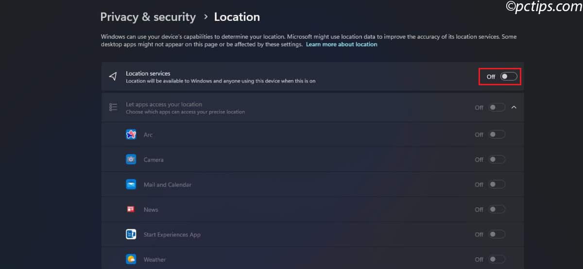 turn off location tracking completely