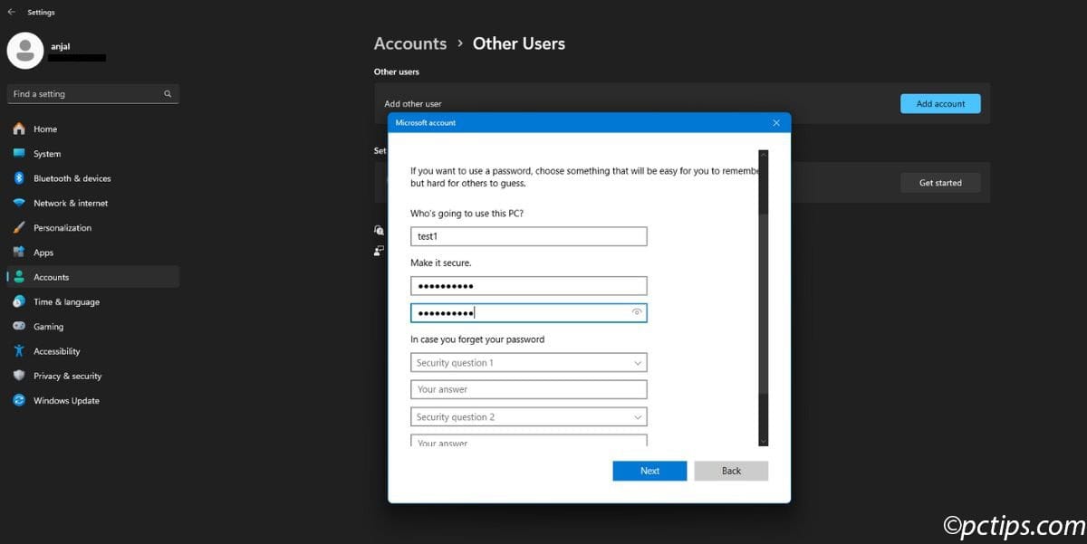 text field settings